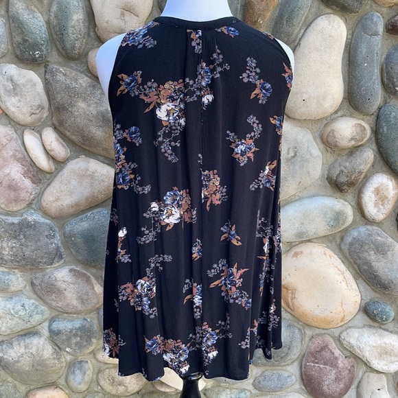 Free People XS Black Floral Tunic Top - Picture 5 of 8